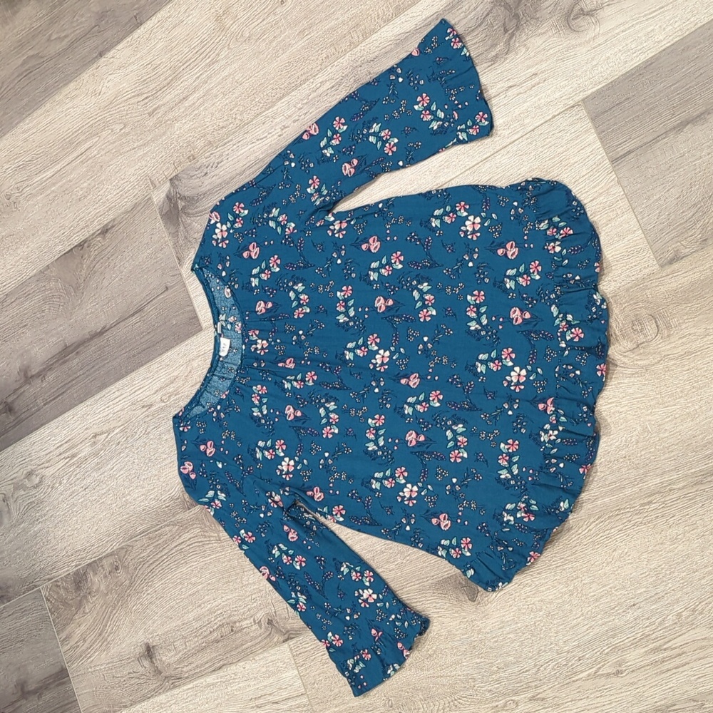 GAP Teal Blue Floral Top